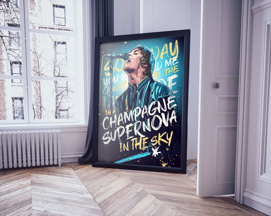 Champagne Supernova, Oasis Poster Print – DaveRobshop