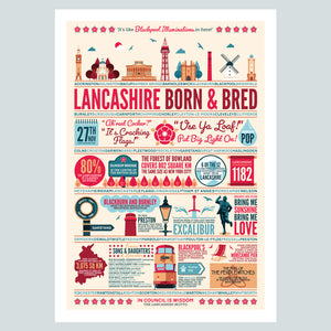 Lancashire Born & Bred A3 print