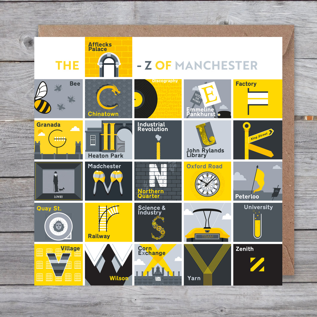 A-Z of Manchester Greetings card