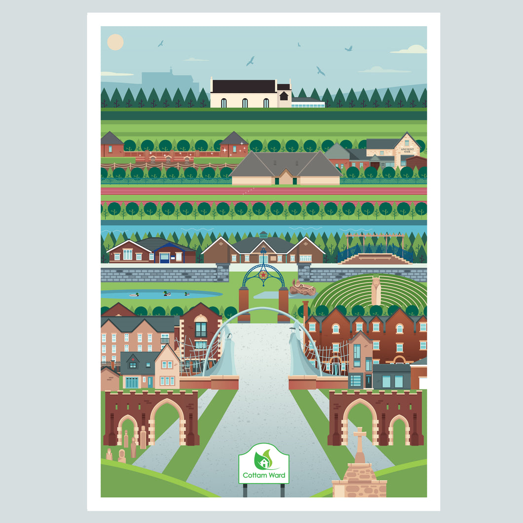 Cottam Montage, Preston Poster Print