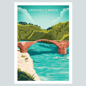 Cromwell's Bridge, Clitheroe, Lancashire Travel poster
