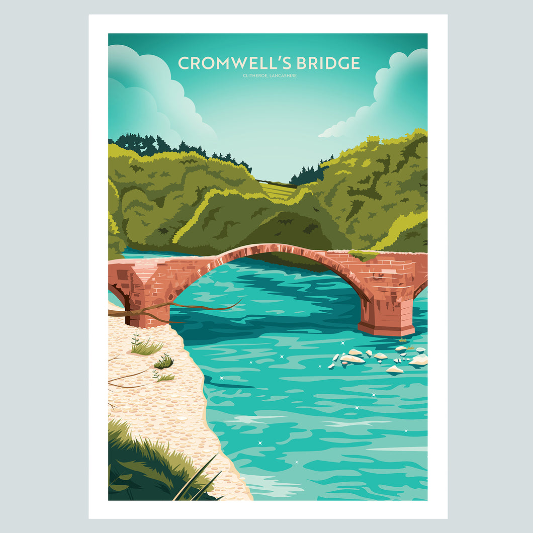 Cromwell's Bridge, Clitheroe, Lancashire Travel poster