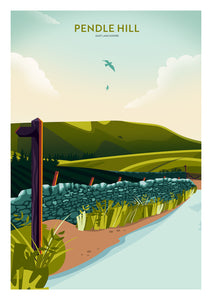 Pendle Hill, Lancashire Travel poster