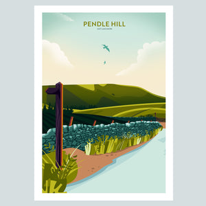 Pendle Hill, Lancashire Travel poster