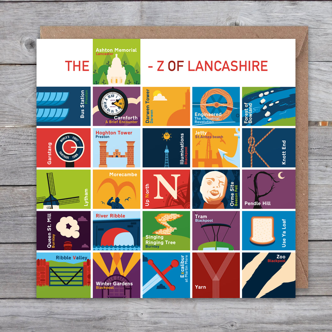 The A-Z of Lancashire Greetings Card