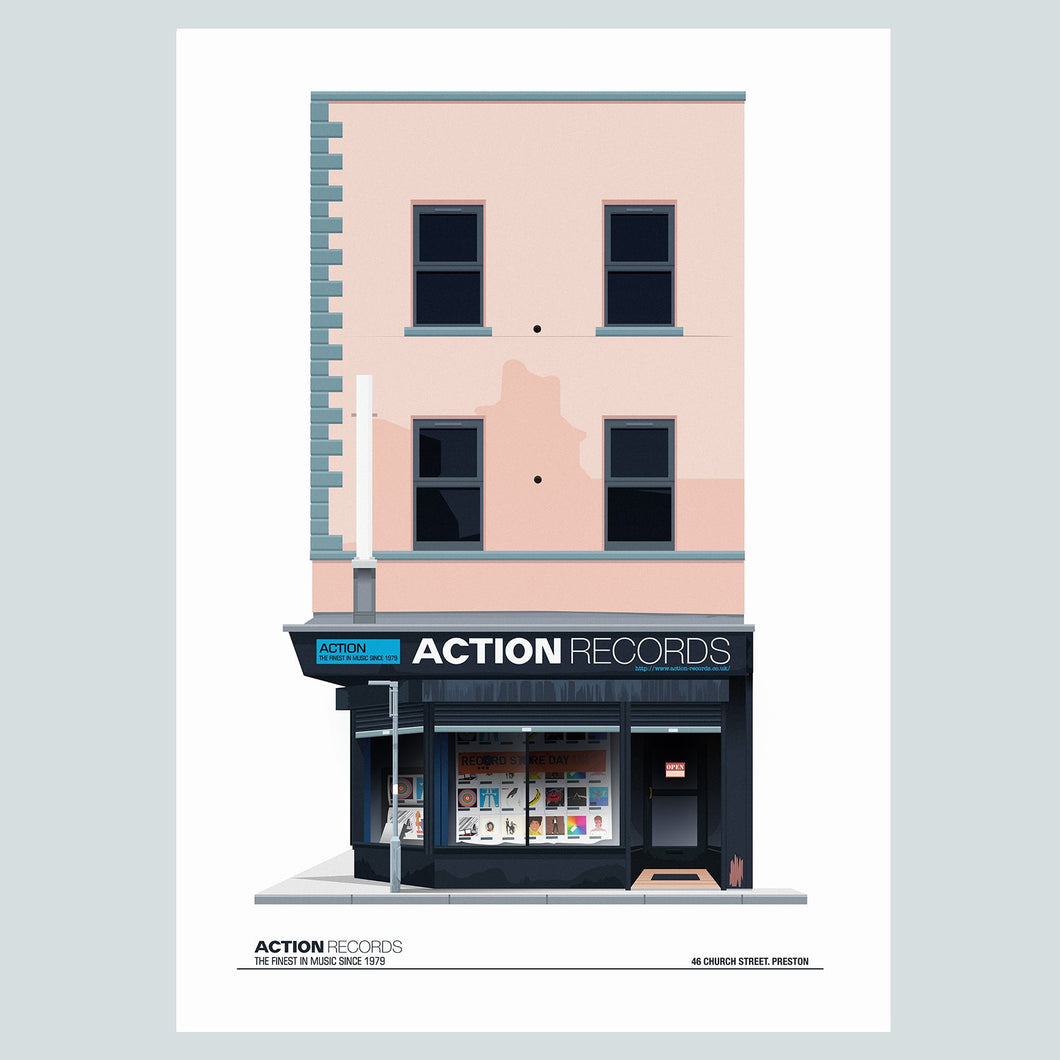 Action Records, Church St. Preston Poster Print