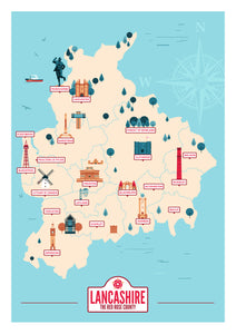Lancashire Map A3 print