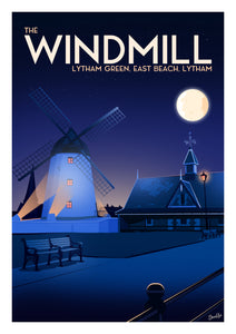 The Windmill at Lytham Green Poster Print (evening version)