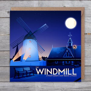 The Windmill at Lytham Green (eve) Greetings card