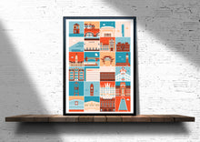 Load image into Gallery viewer, Manchester landmark print (Red, Blue and cream version)

