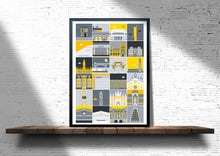 Load image into Gallery viewer, Manchester landmark print (Grey and Yellow version)
