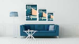 Preston Bus Station Vintage Travel Poster Print