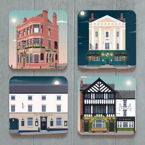 Classic Preston Pubs coaster set