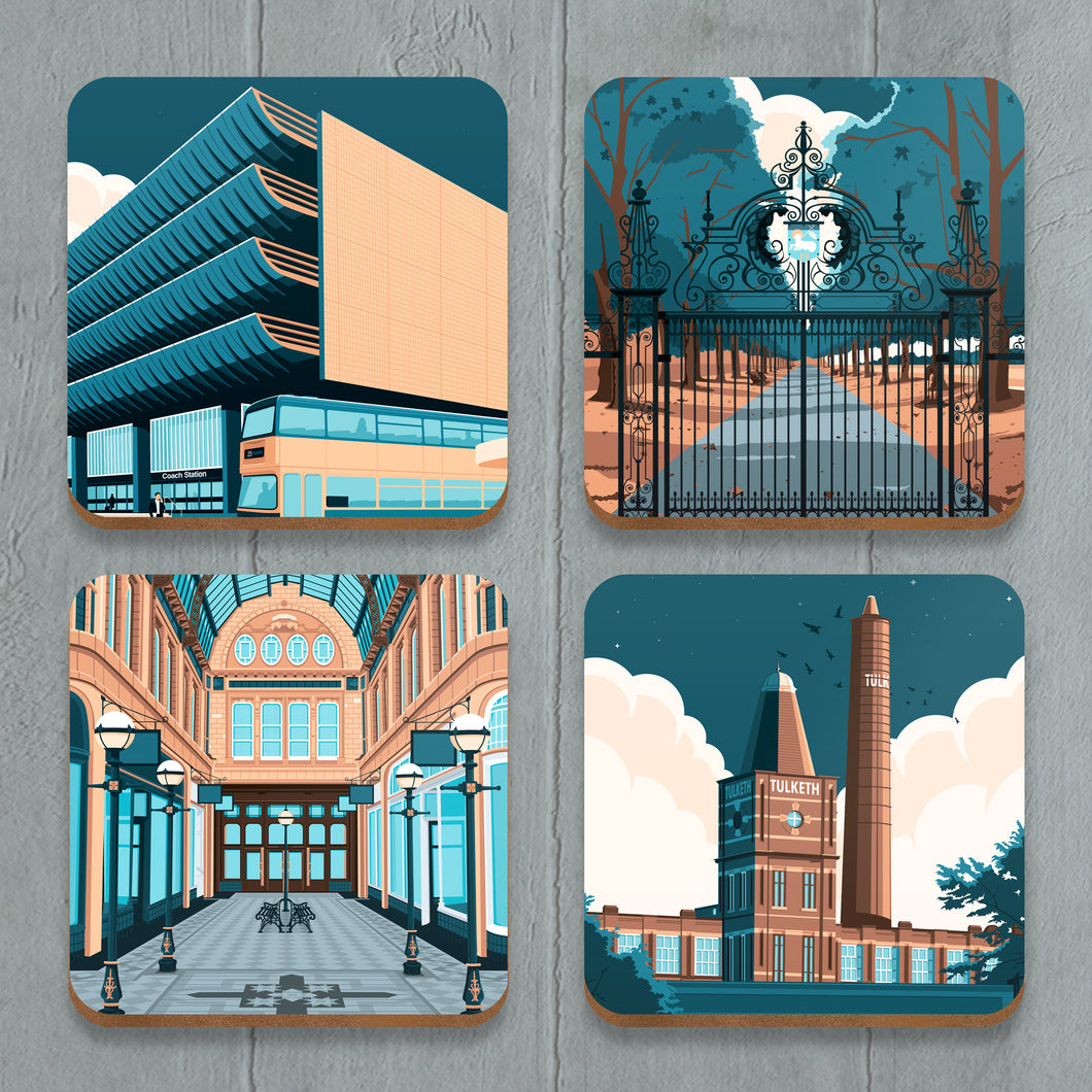 Preston Travel Posters coaster set 1
