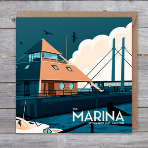 Preston Marina greetings card (travel poster style)