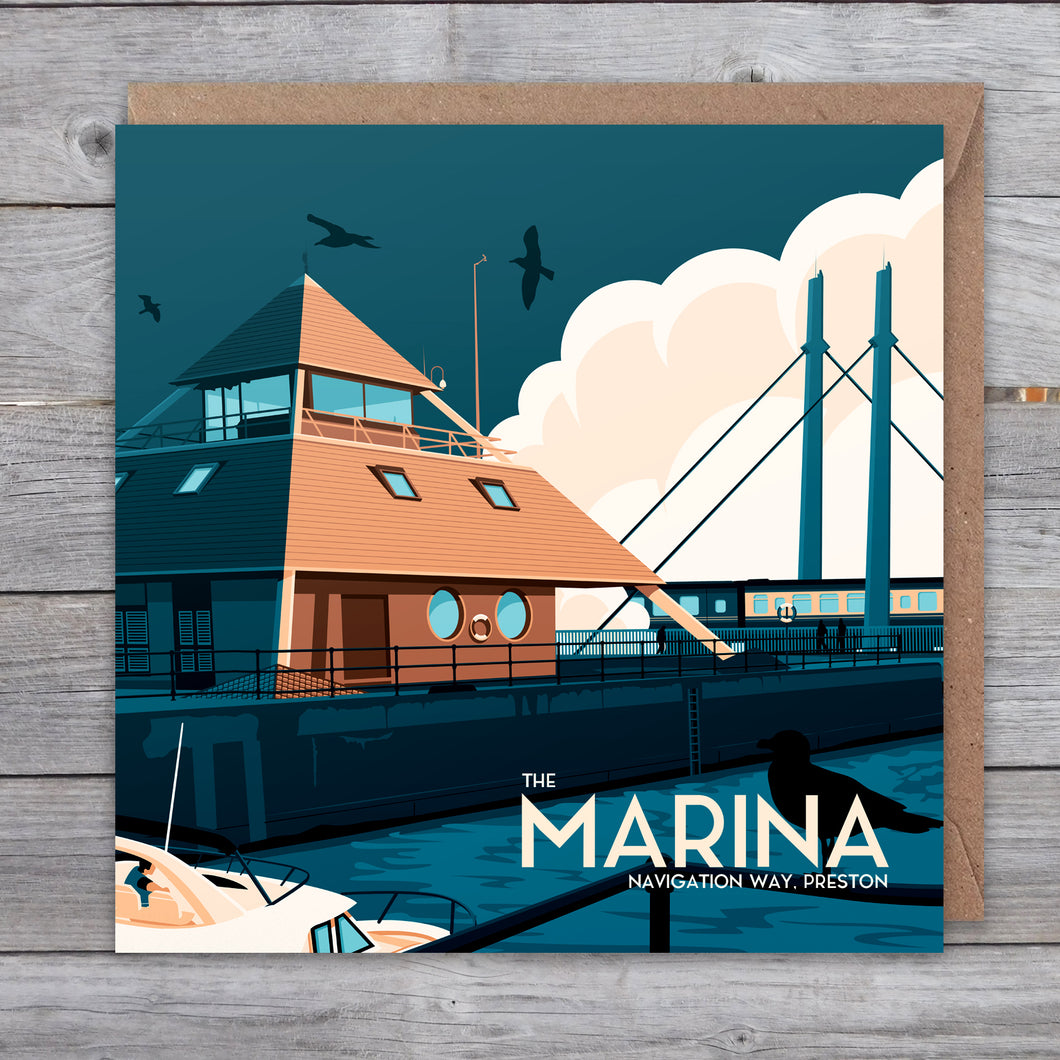 Preston Marina greetings card (travel poster style)