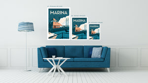 Preston Marina Vintage Travel Poster Print