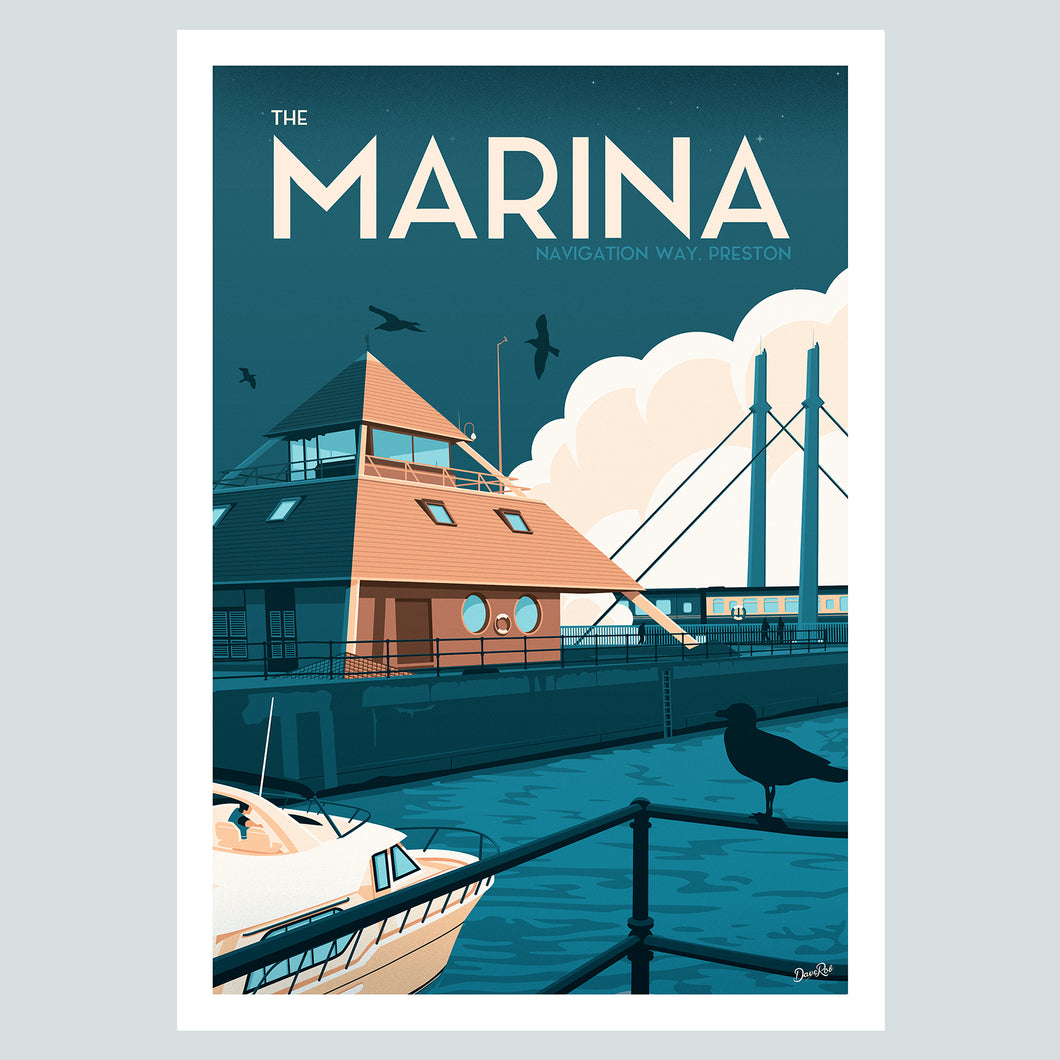 Preston Marina Vintage Travel Poster Print