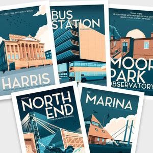 Set of 5 Vintage Travel Postcards of Preston