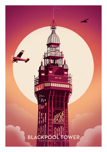 Blackpool Tower, Blackpool Lancashire Travel Poster Print