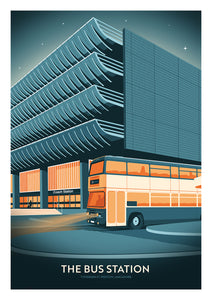 The Bus Station, Preston Lancashire Travel Poster Print