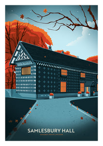 Samlesbury Hall, Samlesbury, Preston Lancashire Travel Poster Print