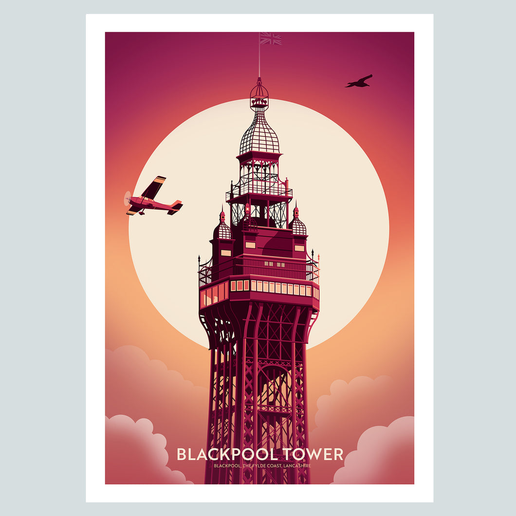 Blackpool Tower, Blackpool Lancashire Travel Poster Print