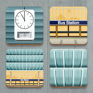 Preston Bus Station drinks coaster set