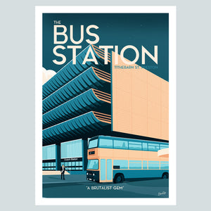 Preston Bus Station Vintage Travel Poster Print