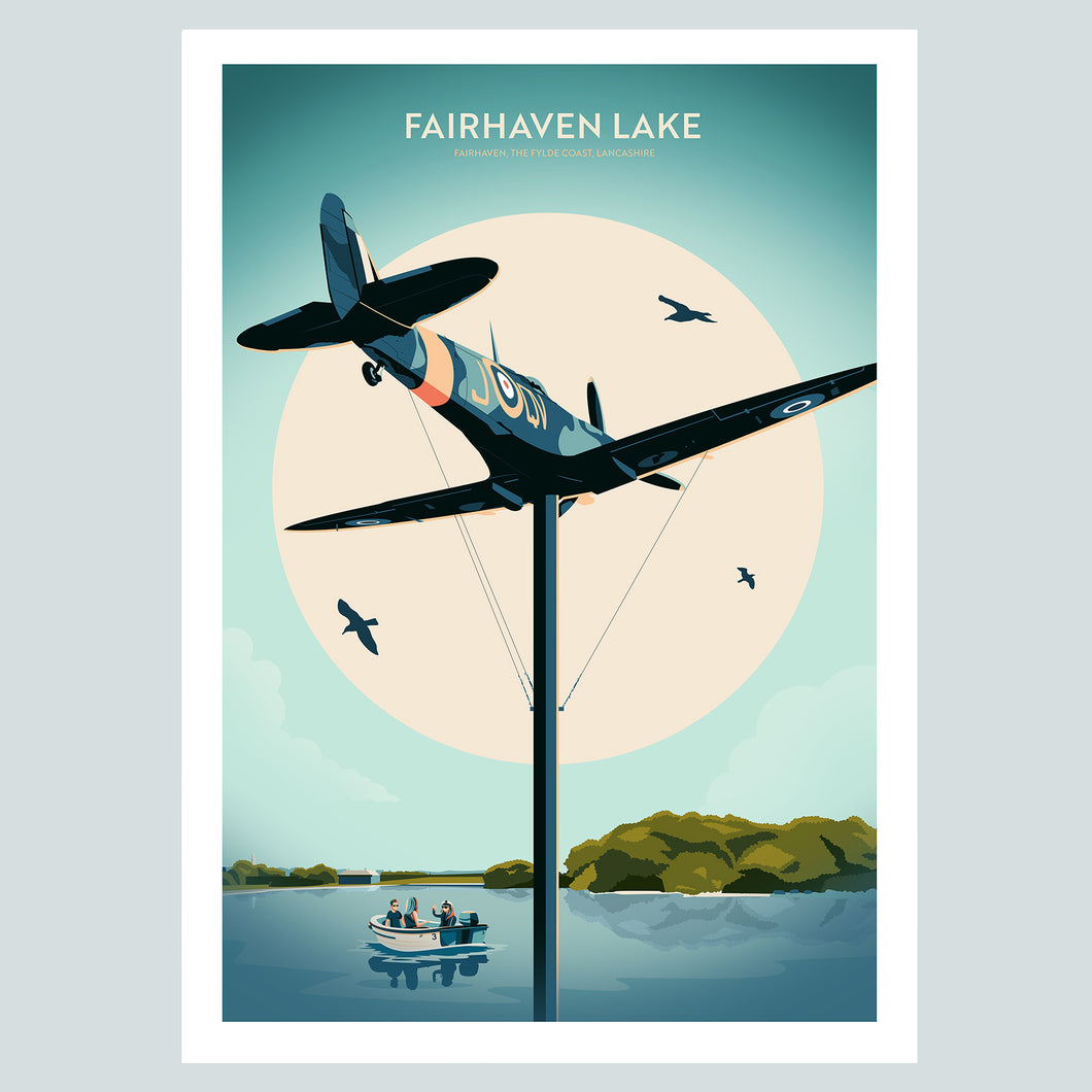 Fairhaven Lake, Lancashire Travel Poster Print