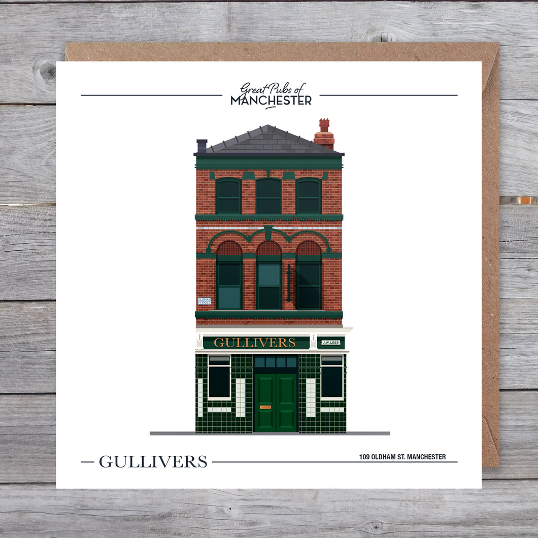 Great Pubs of Manchester - Gullivers Greetings card