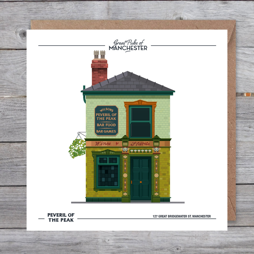 Great Pubs of Manchester - Peveril of the Peak Greetings card