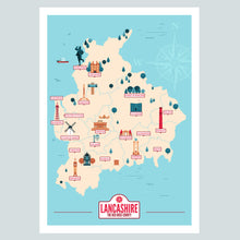 Load image into Gallery viewer, Lancashire Map A3 print
