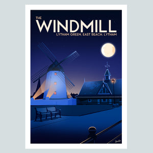 The Windmill at Lytham Green Poster Print (evening version)