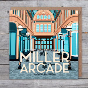 Miller Arcade, Preston greetings card (travel poster style)