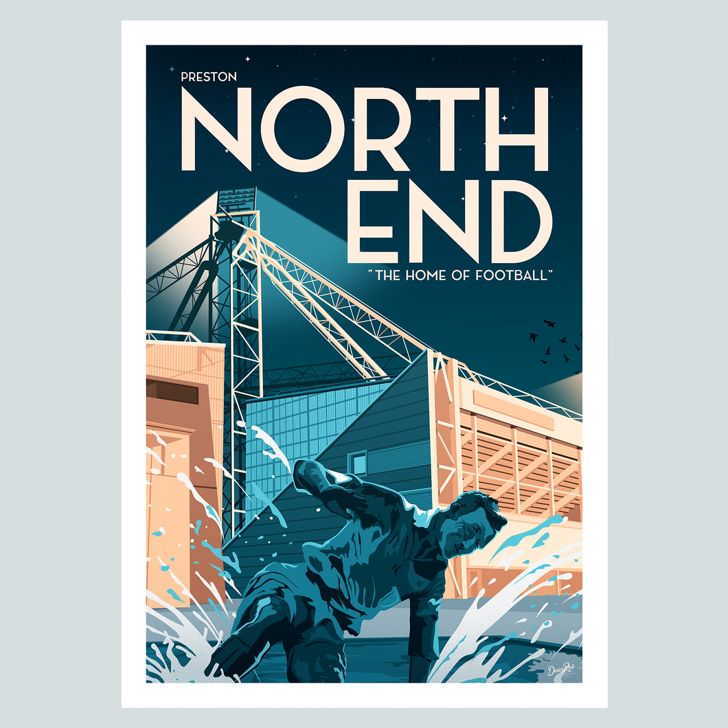 Preston North End Deepdale Stadium Vintage Travel Poster Print