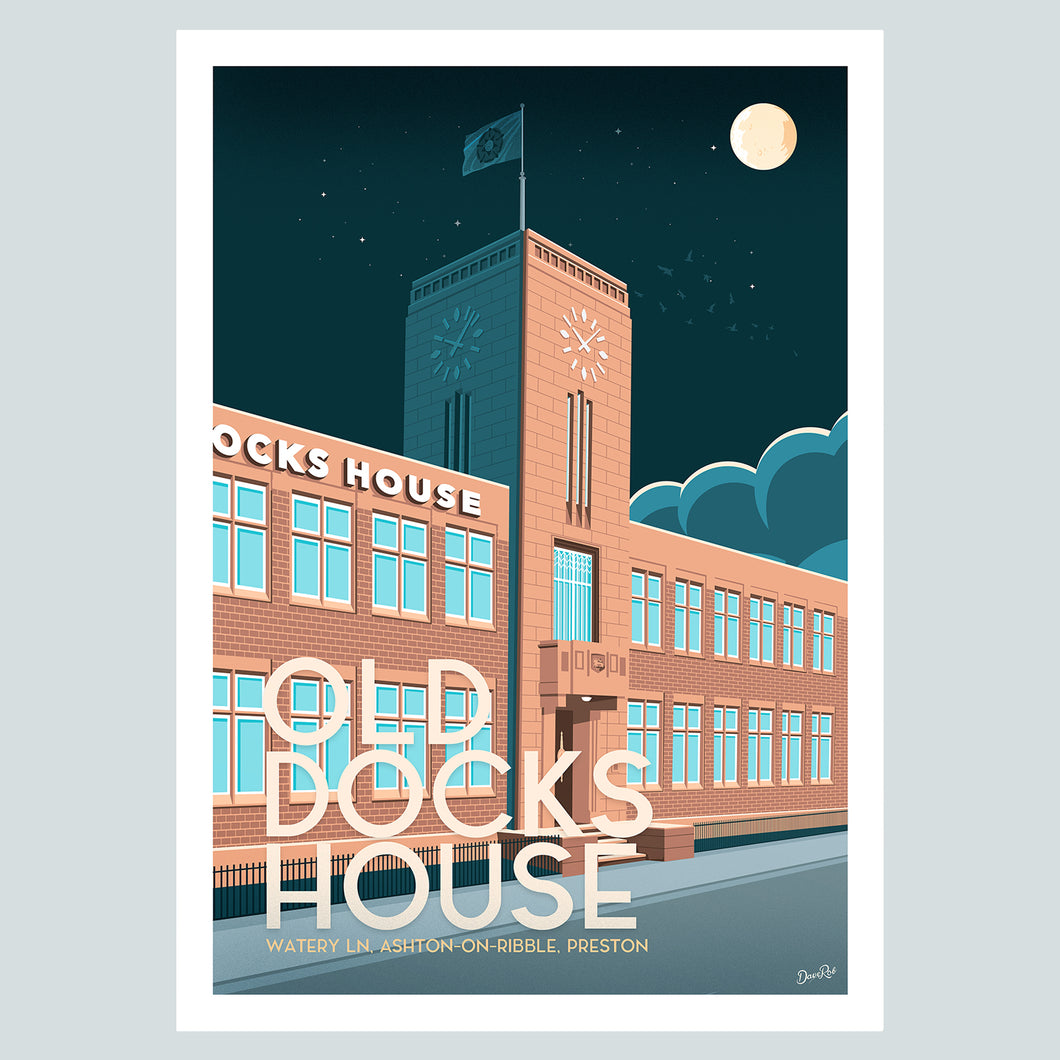 Old Docks House Preston Vintage Travel Poster Print