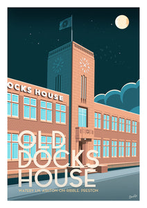 Old Docks House Preston Vintage Travel Poster Print