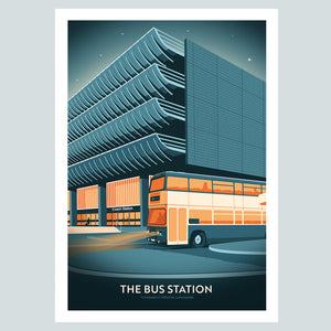 The Bus Station, Preston Lancashire Travel Poster Print