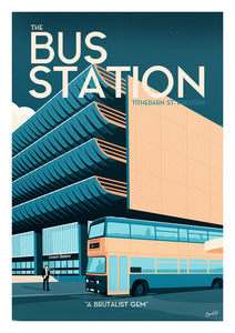 Preston Bus Station Vintage Travel Poster Print