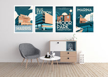 Load image into Gallery viewer, Set of 4 Vintage Travel Poster Prints of Preston
