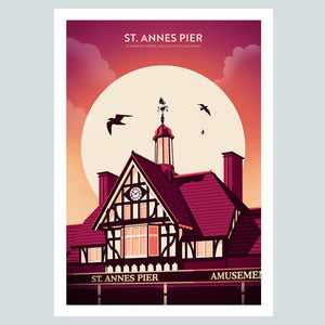 St Annes Pier, Lancashire Travel Poster Print